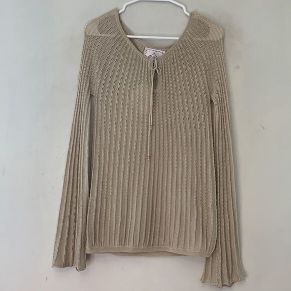 INTRIGUE BLOUSE Gold shimmery long sleeve top Size S NWT - Picture 2 of 7